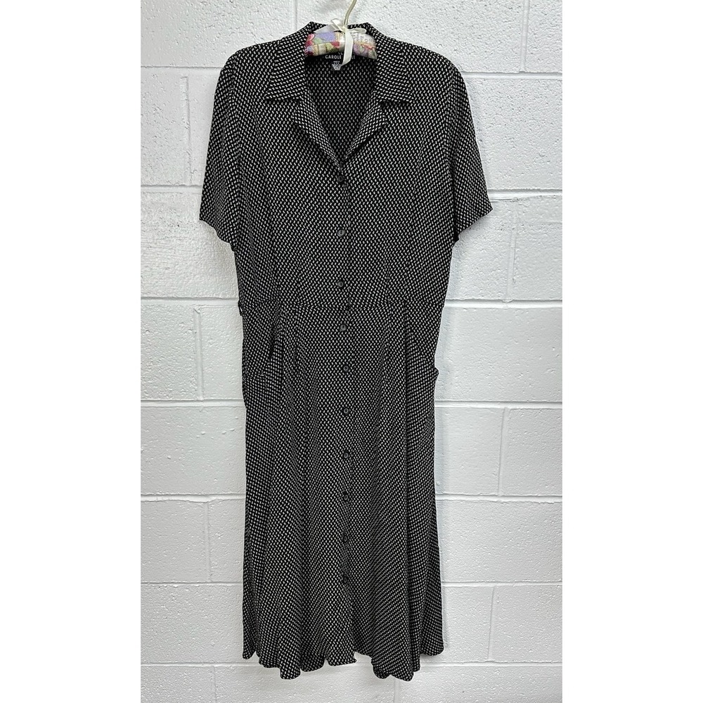 Carole Little‎ Button Front Dress Black White Polka Dot Retro / Women's 12